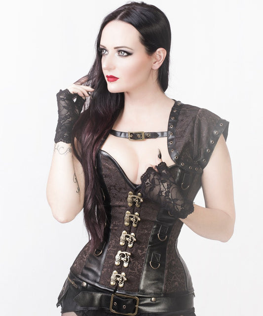 Reyna Steampunk Overbust Corset with Detachable Belt