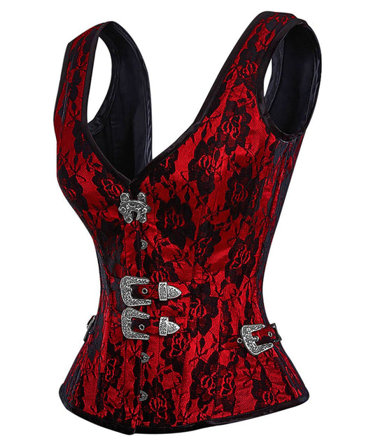 Jazlynn Gothic Steel Boned Overbust Corset with Buckles