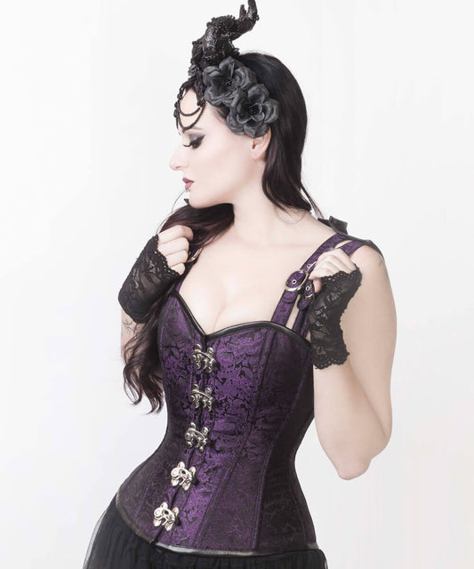 Eartha Brocade Gothic Overbust Corset with Shoulder Staps