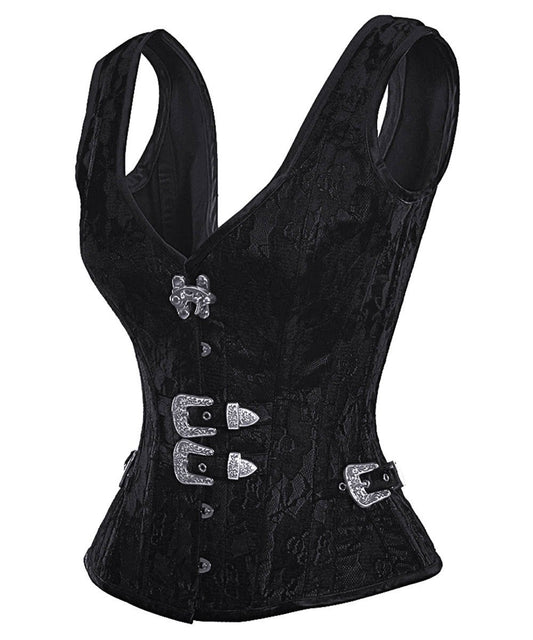 Ellette Gothic Steel Boned Overbust Corset with Buckles