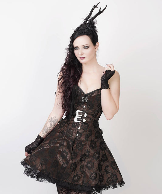 Karissa Gothic Lace Overlay Corset Dress