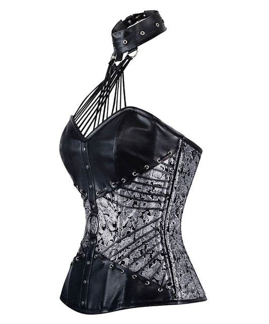 Jazzy Gothic Overbust Corsets with Attached Neck Gear