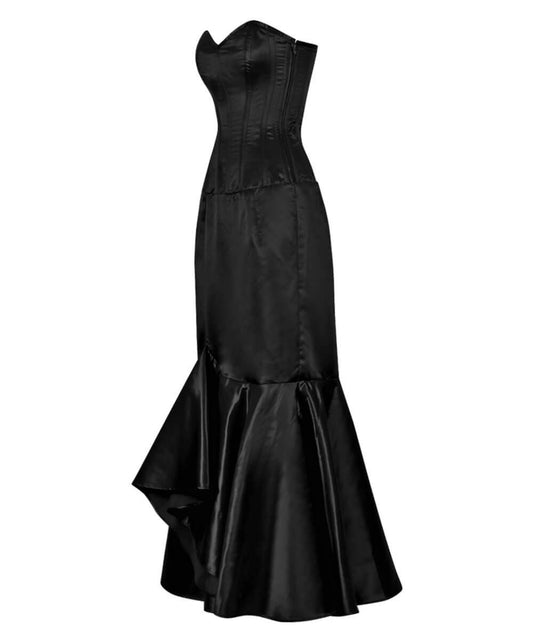 Aikin Black Ruffle Corset Dress