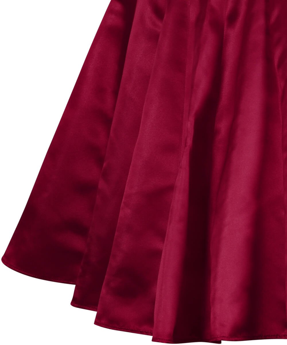 Freki Maroon Pleated Flared Skater Skirt