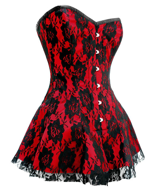 Mindy Overbust Lace Overlay Corset Dresses