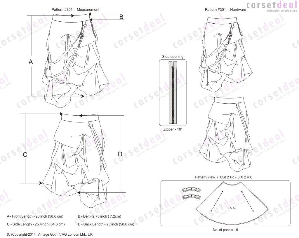 Joyce Black Gothic Skirt with Ruched