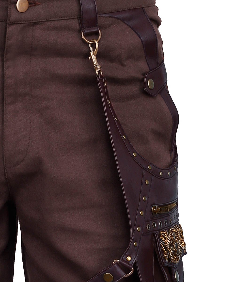 Emest Steampunk Men's Trouser in Brown Cotton