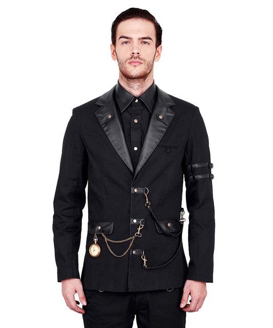 Hahn Steampunk Cotton Single Breasted Men's Jacket