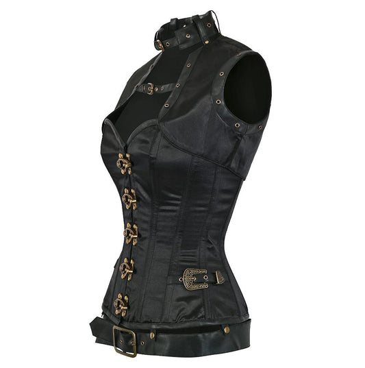 Lucette Steampunk Black Satin Ovrebust Corset