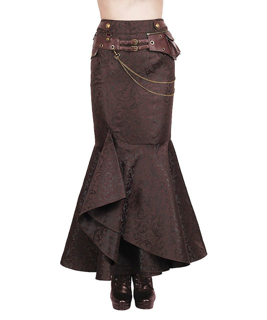 Haleema Long Ruffled Steampunk Skirt