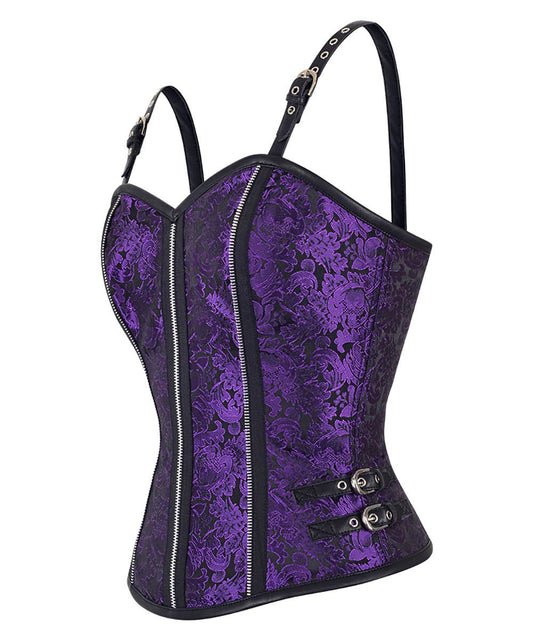 Cavan Gothic Shoulder Straps Purple Corset Top