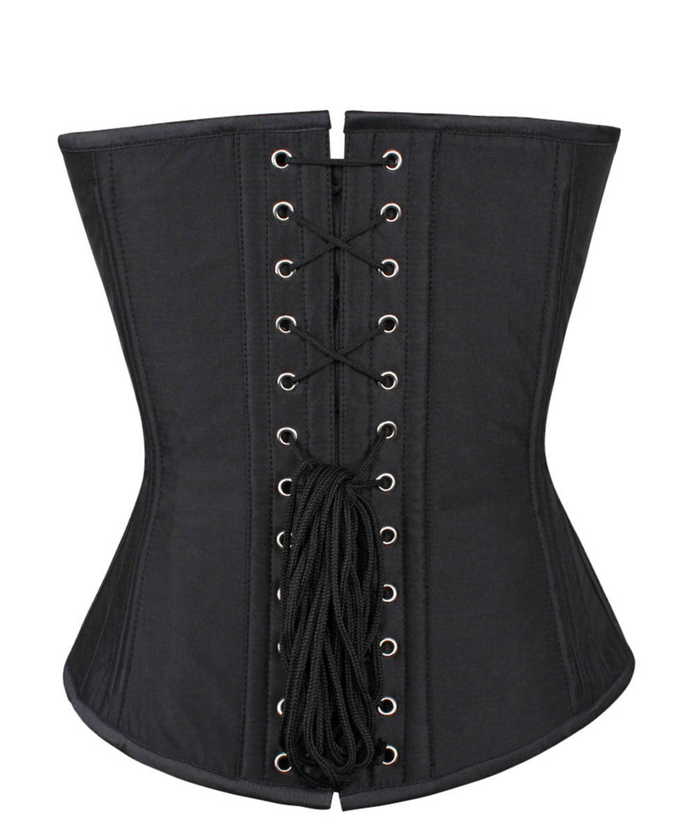 Hnedy Waist Training Black Taffeta Overbust Corset