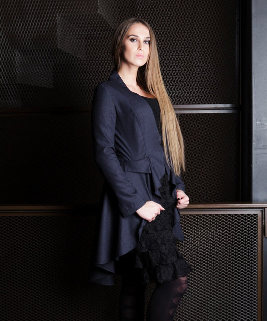 Kayley Plaid Mandarin Collar Coat