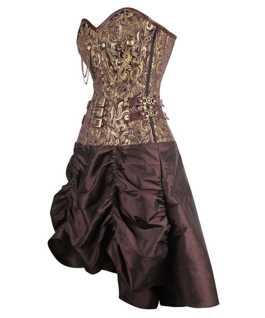 Ailill Steampunk Gold Corset Dress