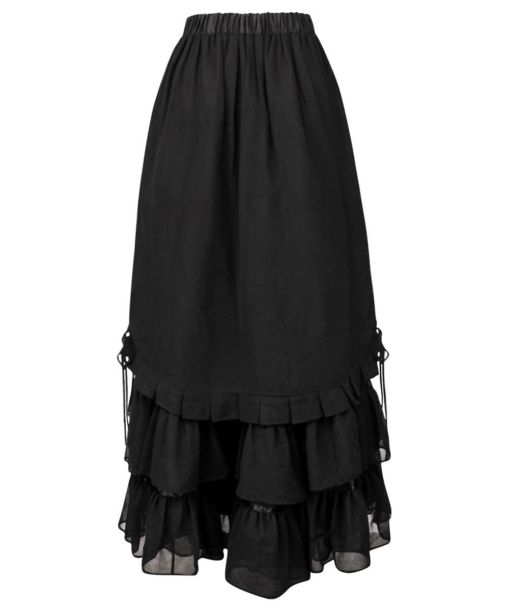 Caelius Black Long Victorian Inspired Skirt