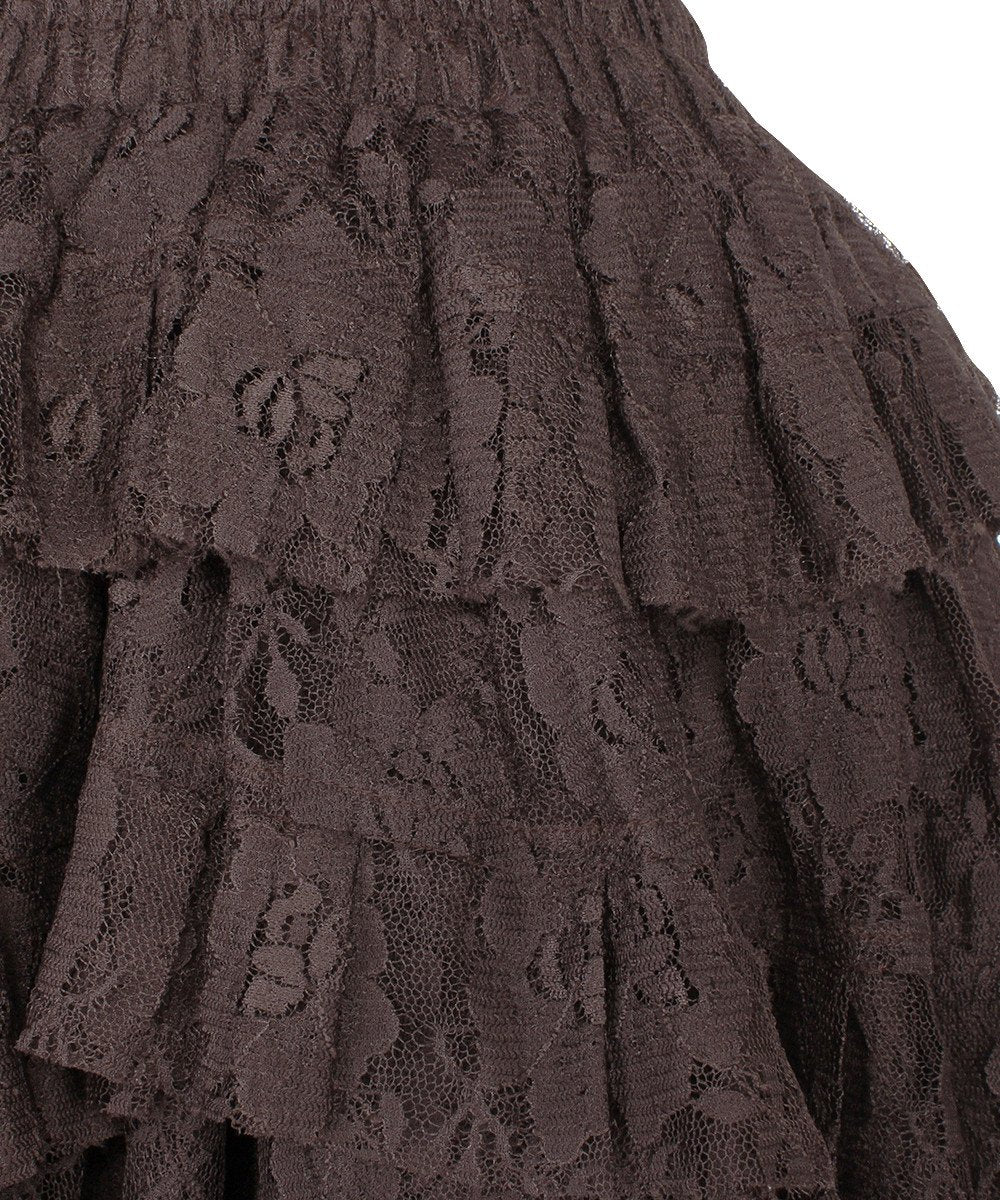 Akamu Brown Burlesque Lace Skirt