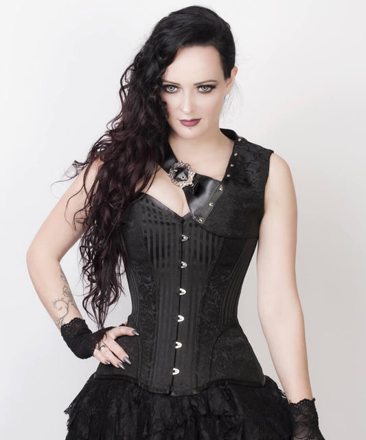 Roddy Gothic Black Brocade Corset with Bolero