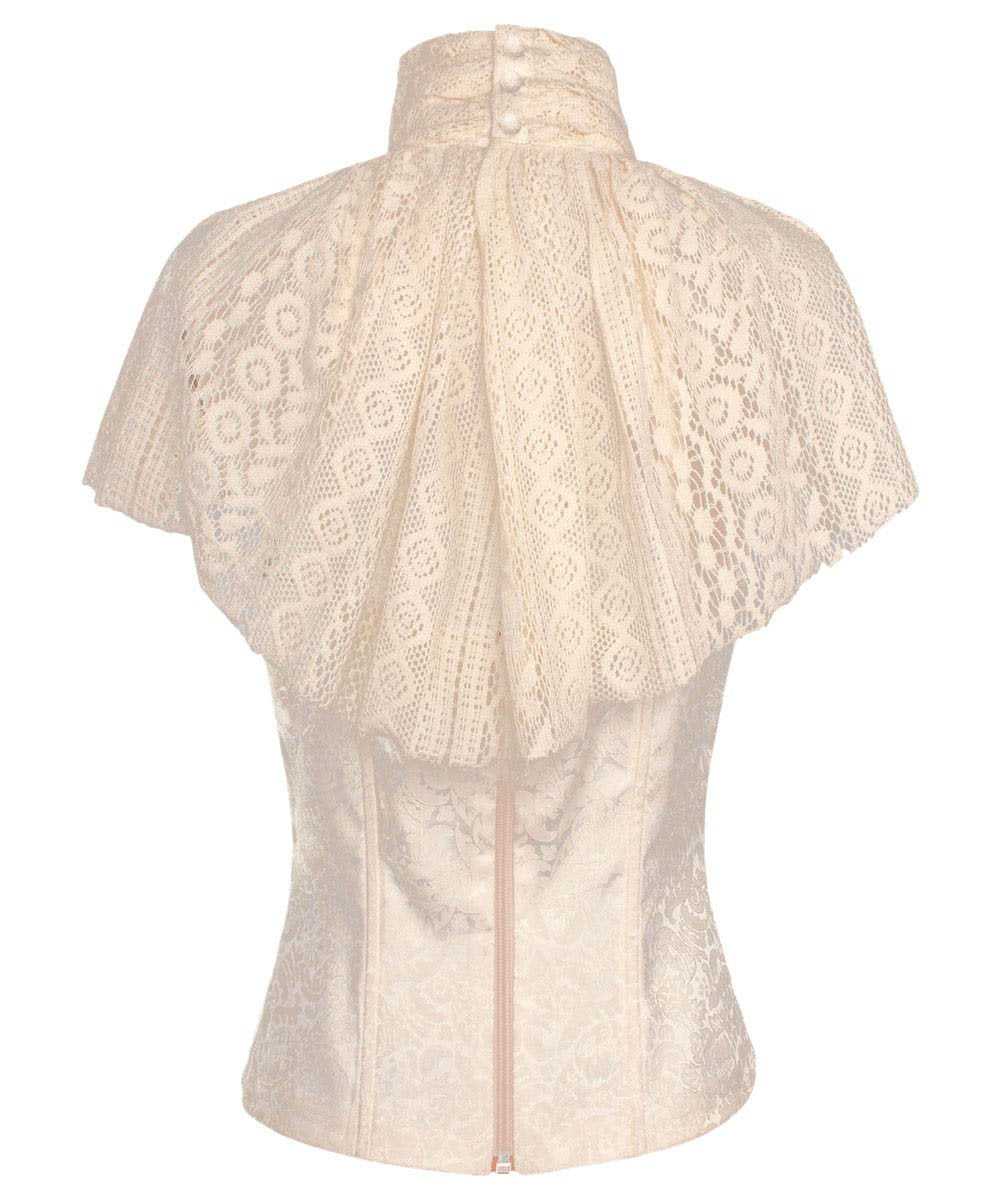 Raakel Victorian High Neck Collar Top with Lace