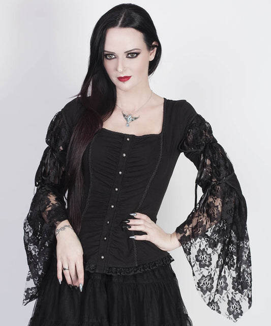 Larkin Black Gothic Top with Long Sleeve
