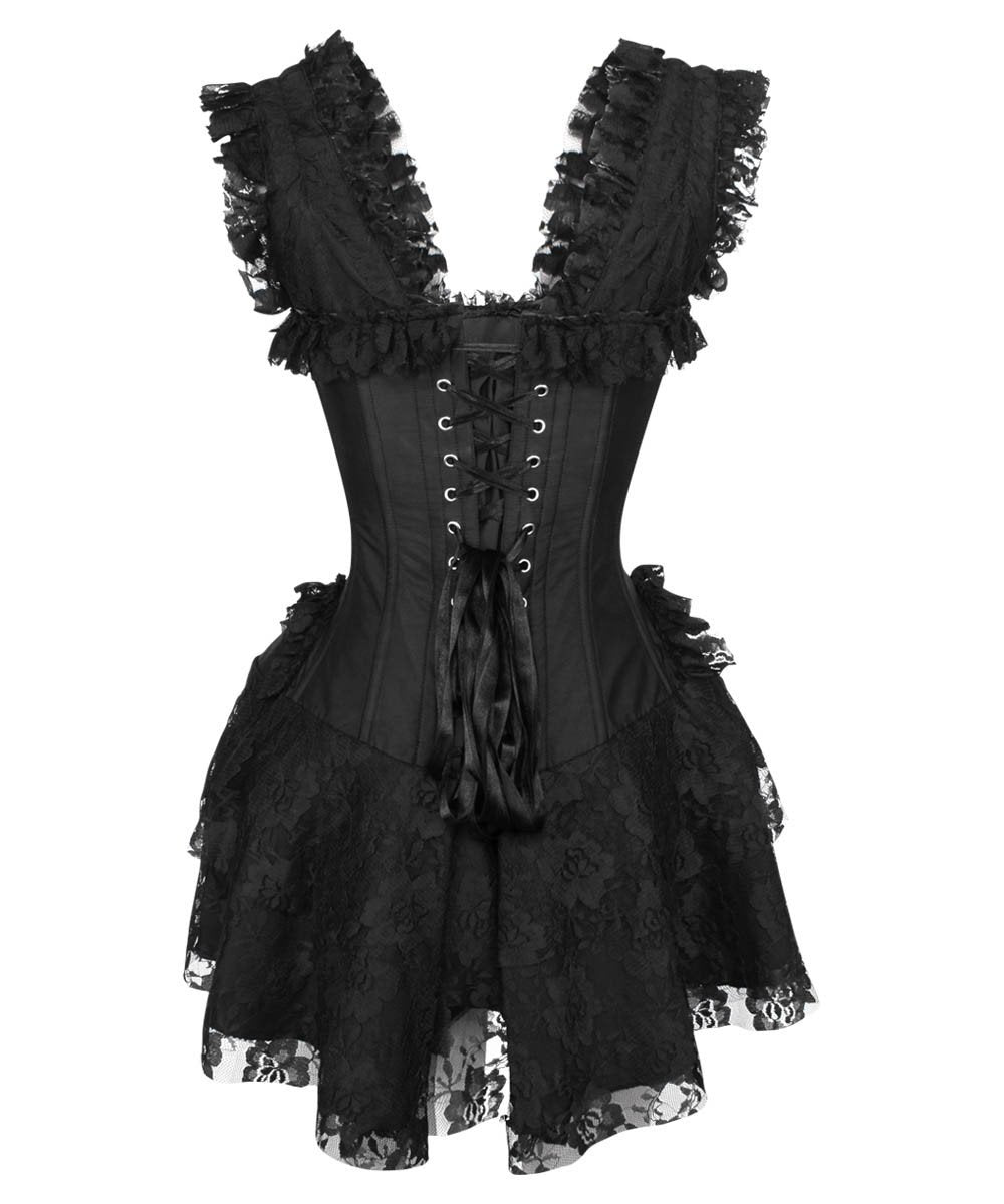 Akilina Black Halter Burlesque Corset Dress