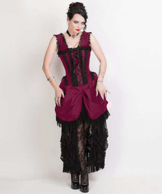 Leolin Magenta Victorian Inspired Dress
