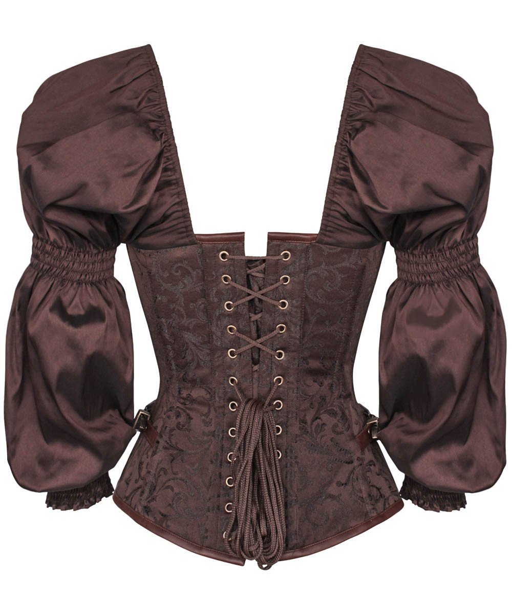 Raimondo Overbust Skull Busk Corset with Attached Sleeve