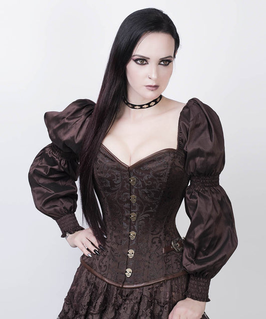 Raimondo Overbust Skull Busk Corset with Attached Sleeve