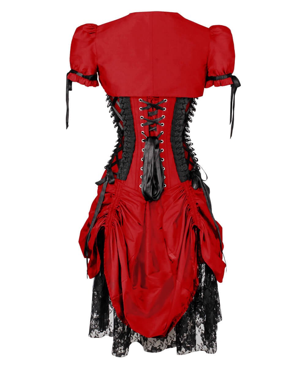 Akuchi Victorian Inspired Red Corset Dress with Bolero