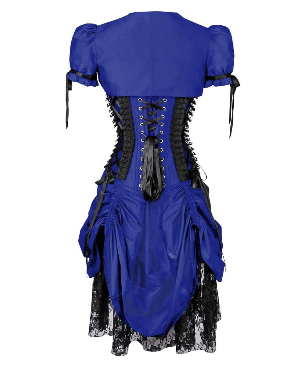 Lesleigh Victorian Inspired Blue Corset Dress with Bolero