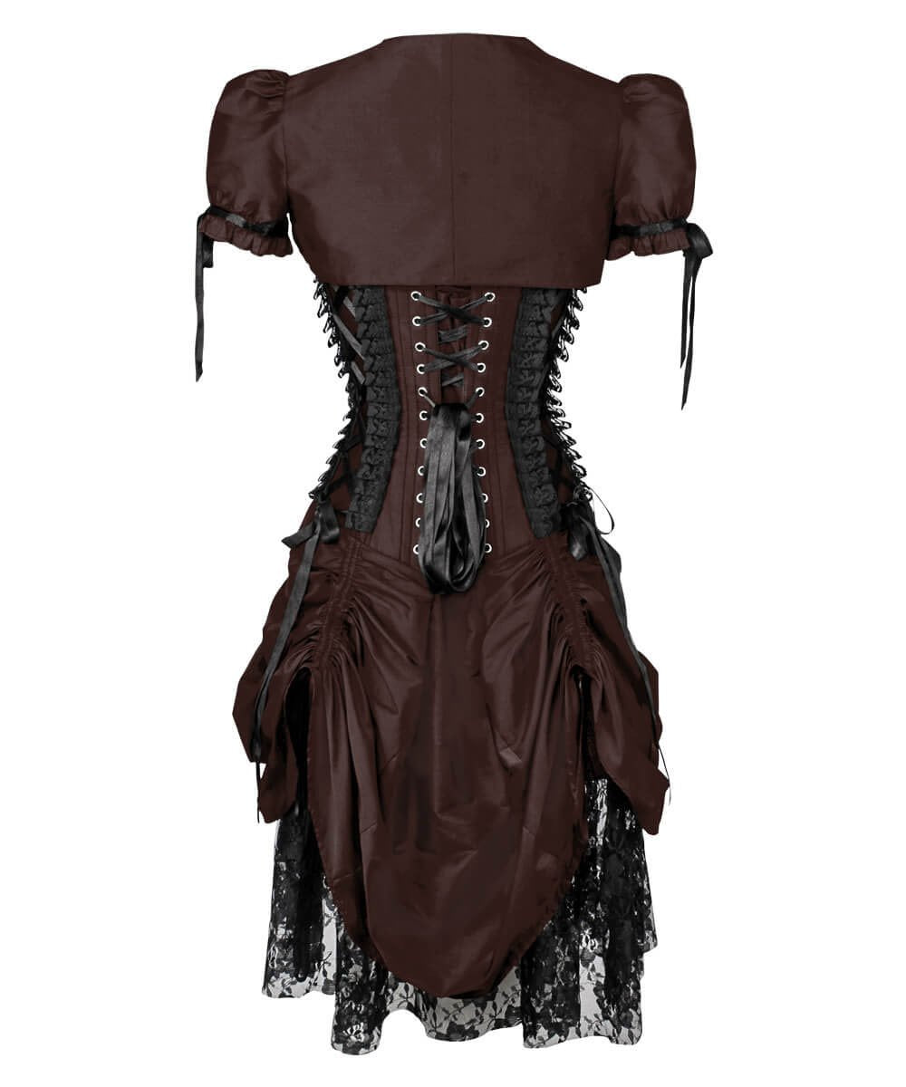 Roswell Victorian Inspired Brown Corset Dress with Bolero