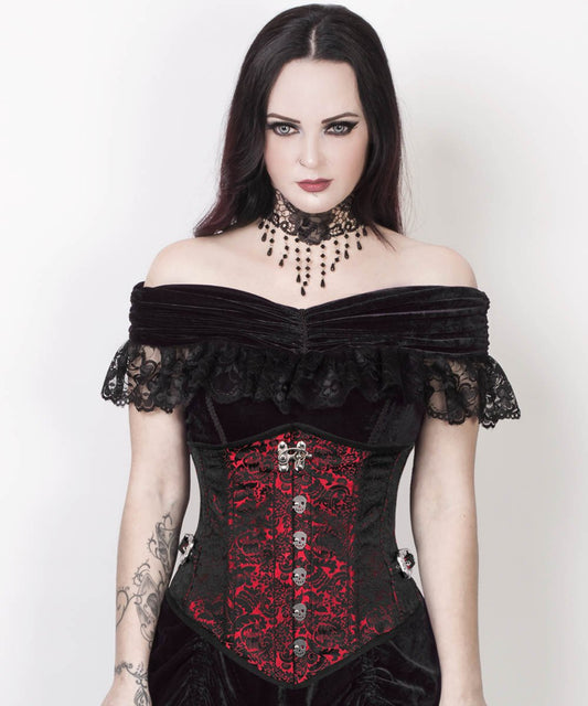 Leonius Gothic Underbust Corset with Skull Busk Opening