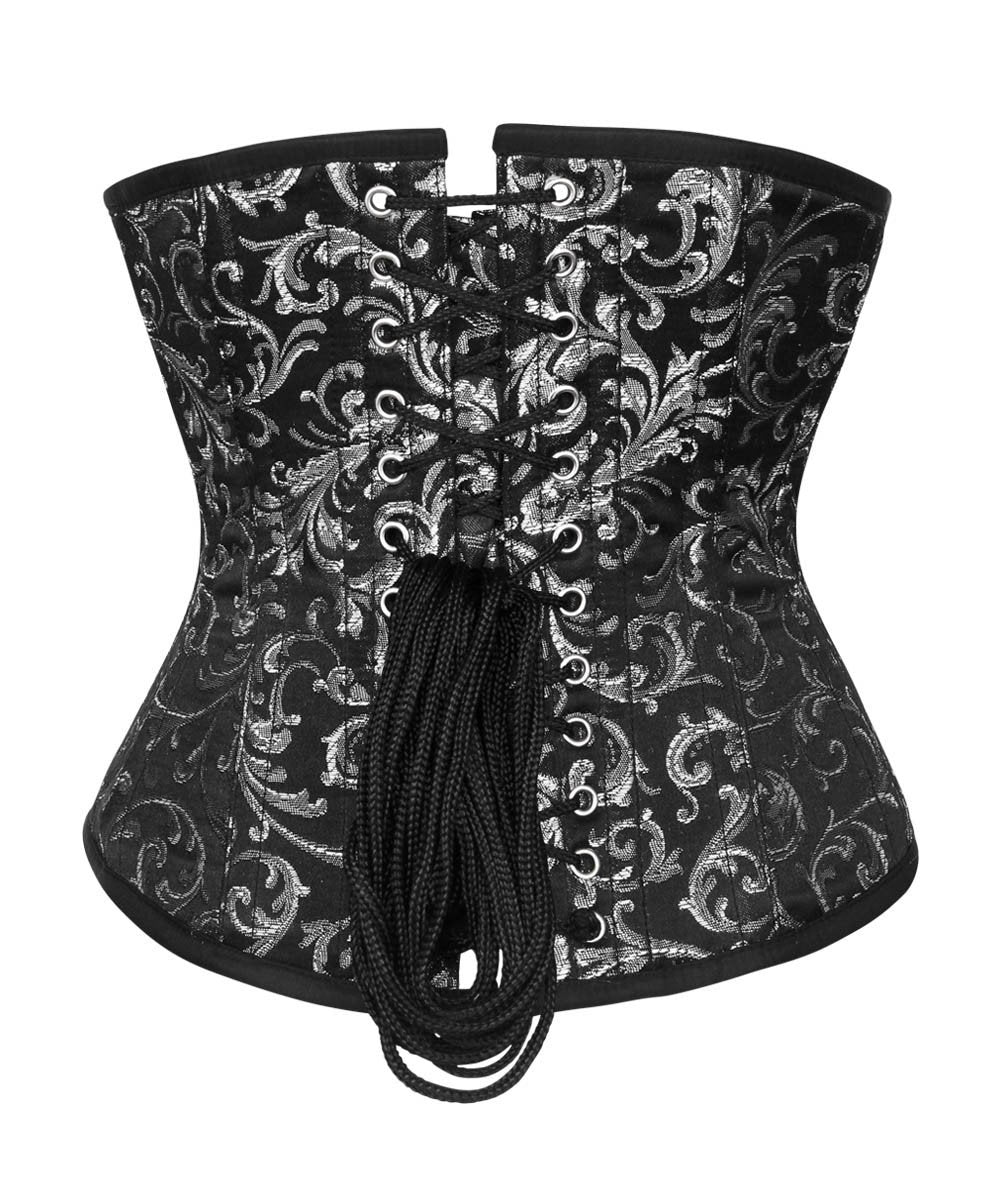 Akantha Brocade Underbust Corset with Skull Busk Opening