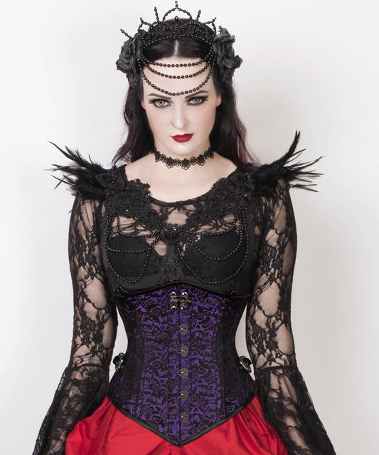 Aetius Gothic Purple Corset with Skull Busk Opening