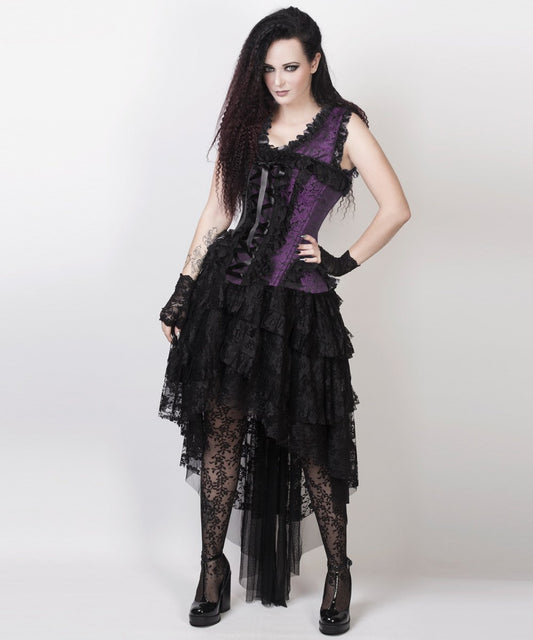 Caelan Victorian Inspired Corset Dress in Purple and Black