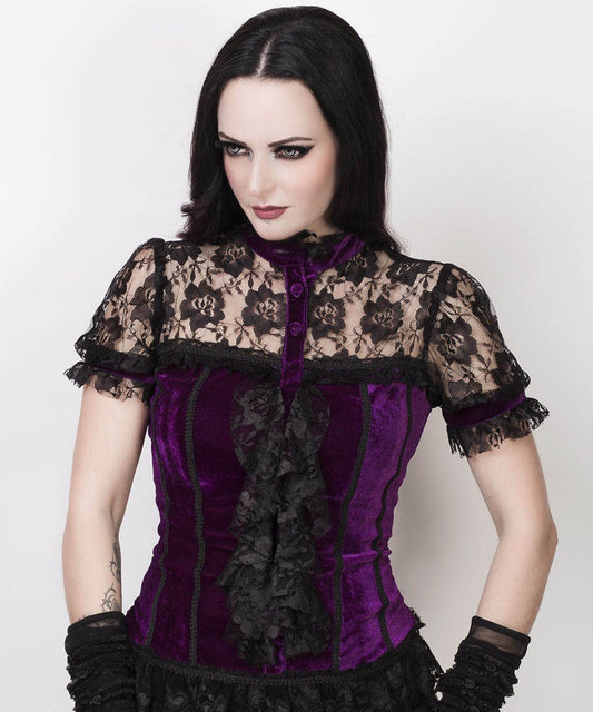 Cicero Gothic Top in Purple Velvet