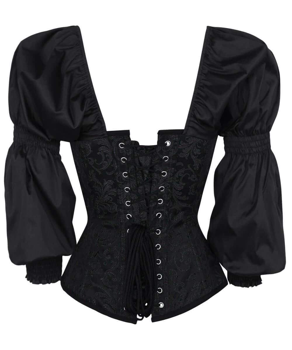 Cirino Gothic Black Corset with Attached Sleeve