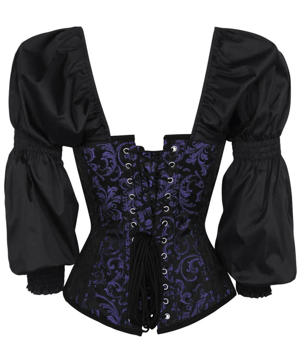 Rosaline Gothic Purple Corset with Attached Sleeve