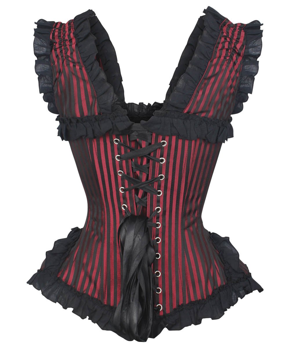 Rolan Gothic Overbsut Maroon Brocade Corset