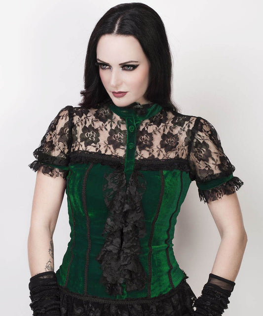 Leofric Gothic Top in Green Velvet