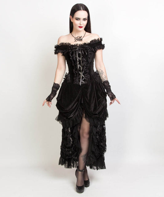 Nairi Burlesque Black Dress in Velvet