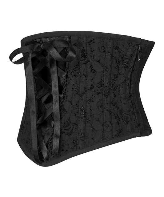 Ellecia Underbust Black Corset with Lace Overlay