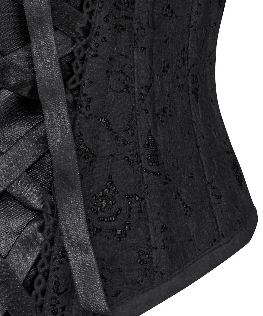 Ellecia Underbust Black Corset with Lace Overlay