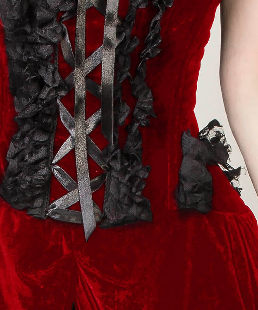 Blenda Velvet Burlesque Maroon Dress