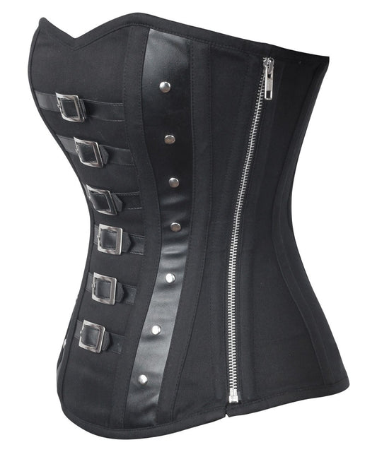 Jaynie Gothic Black Cotton Overbust Corset