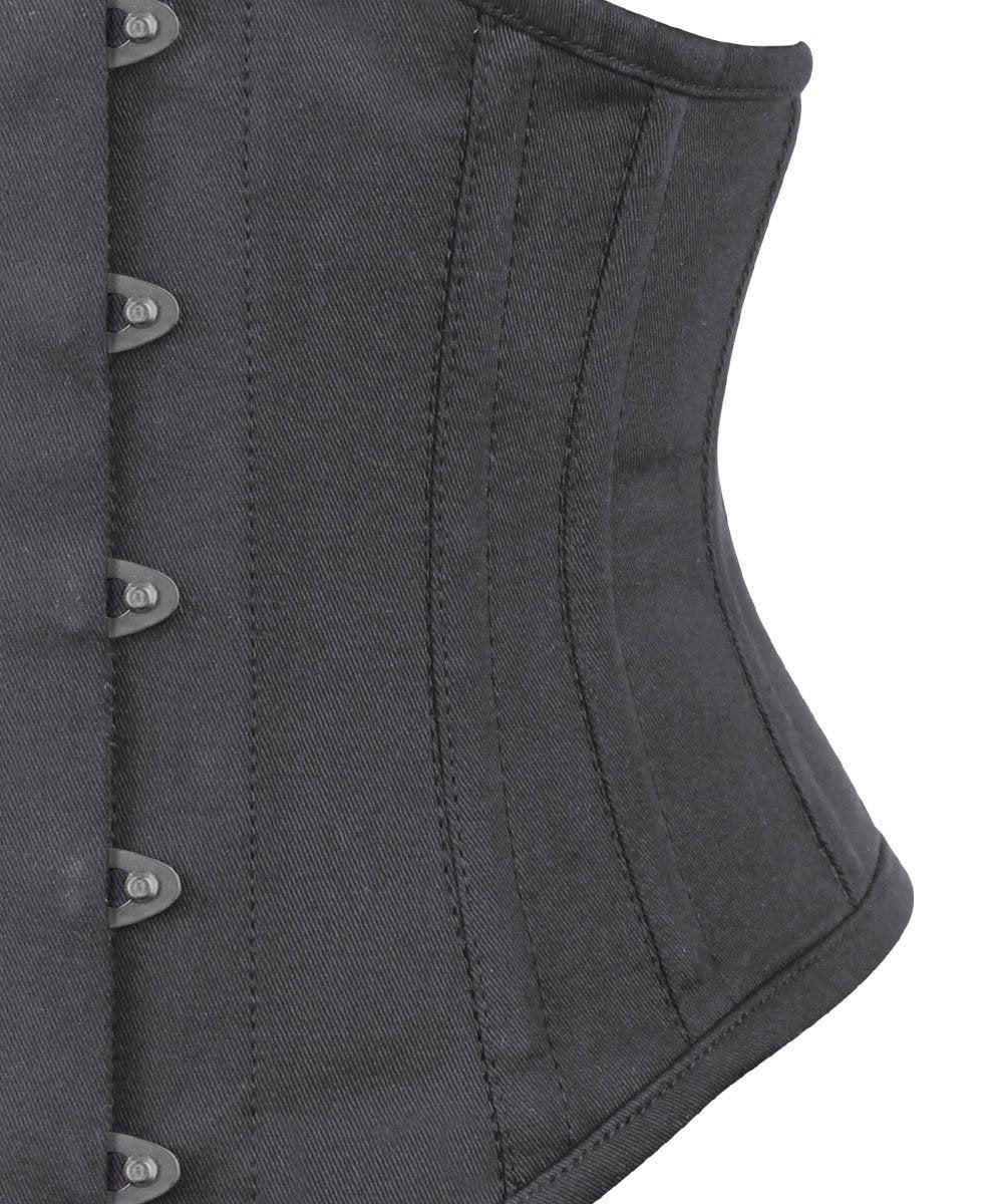 Underbust Black Waist Shaper Corset in 100% Cotton