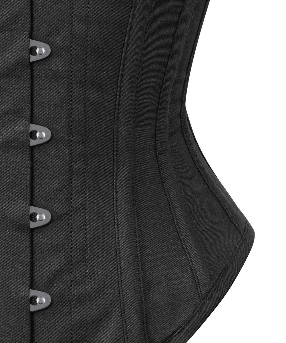 Long Line Black Waist Shaper Corset in 100% Cotton