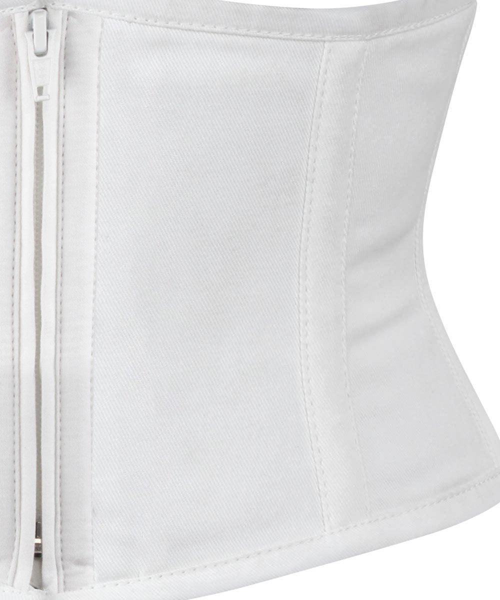 Underbust White Waist Cincher Corset in 100% Cotton