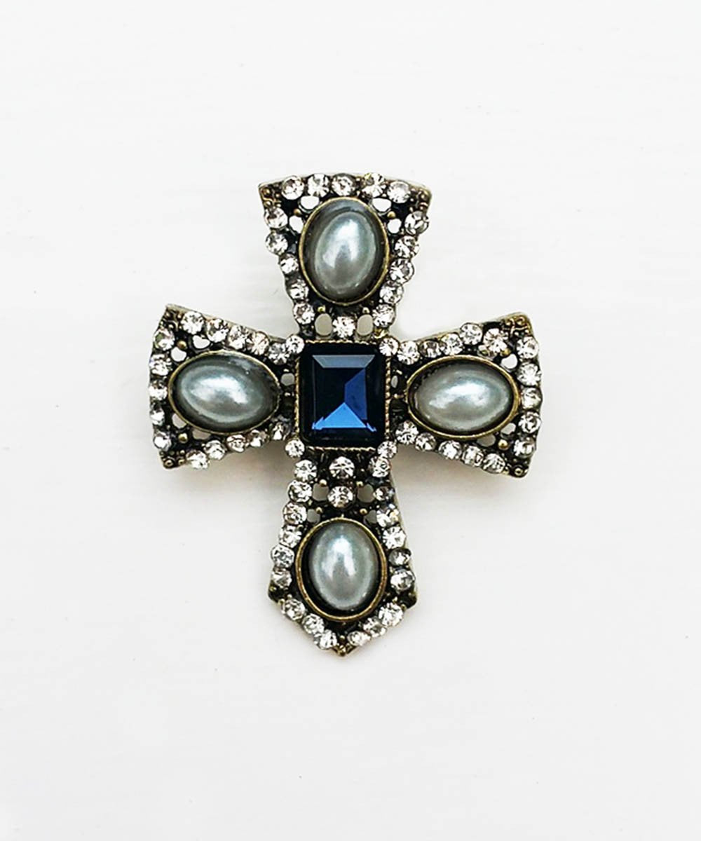 Nekana Cross Rhinestone Brooch
