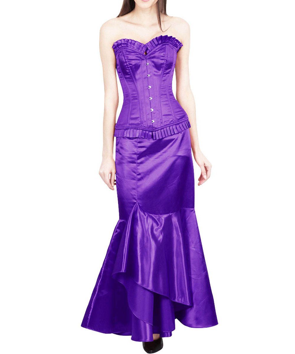 Abdera Burlesque Fashion Purple Corset with Frill