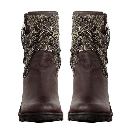 Gordain Genuine Sheep Napa Leather Steampunk Boot